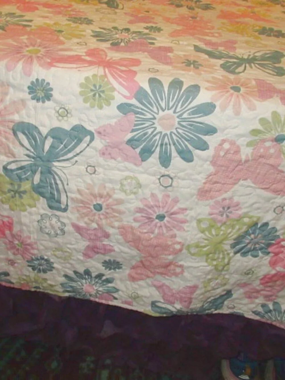 Acoinel Butterfly Floral King Quilt Set Bedspread 2 Shams Lightweight Cottagecor
